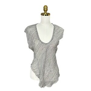 Zara Womens Grey Textured Asymmetrical Raw Hem Scoop Neck Sleeveless Top Size S